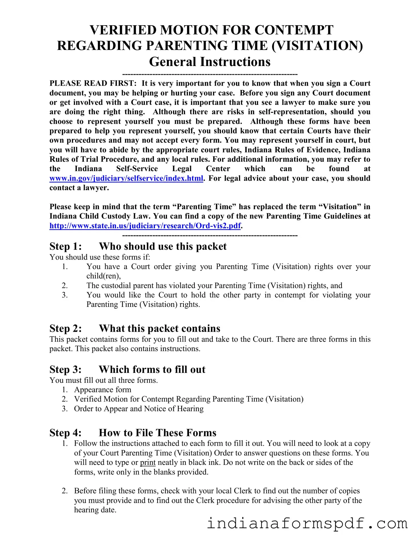 Contempt Of Court Indiana PDF Form