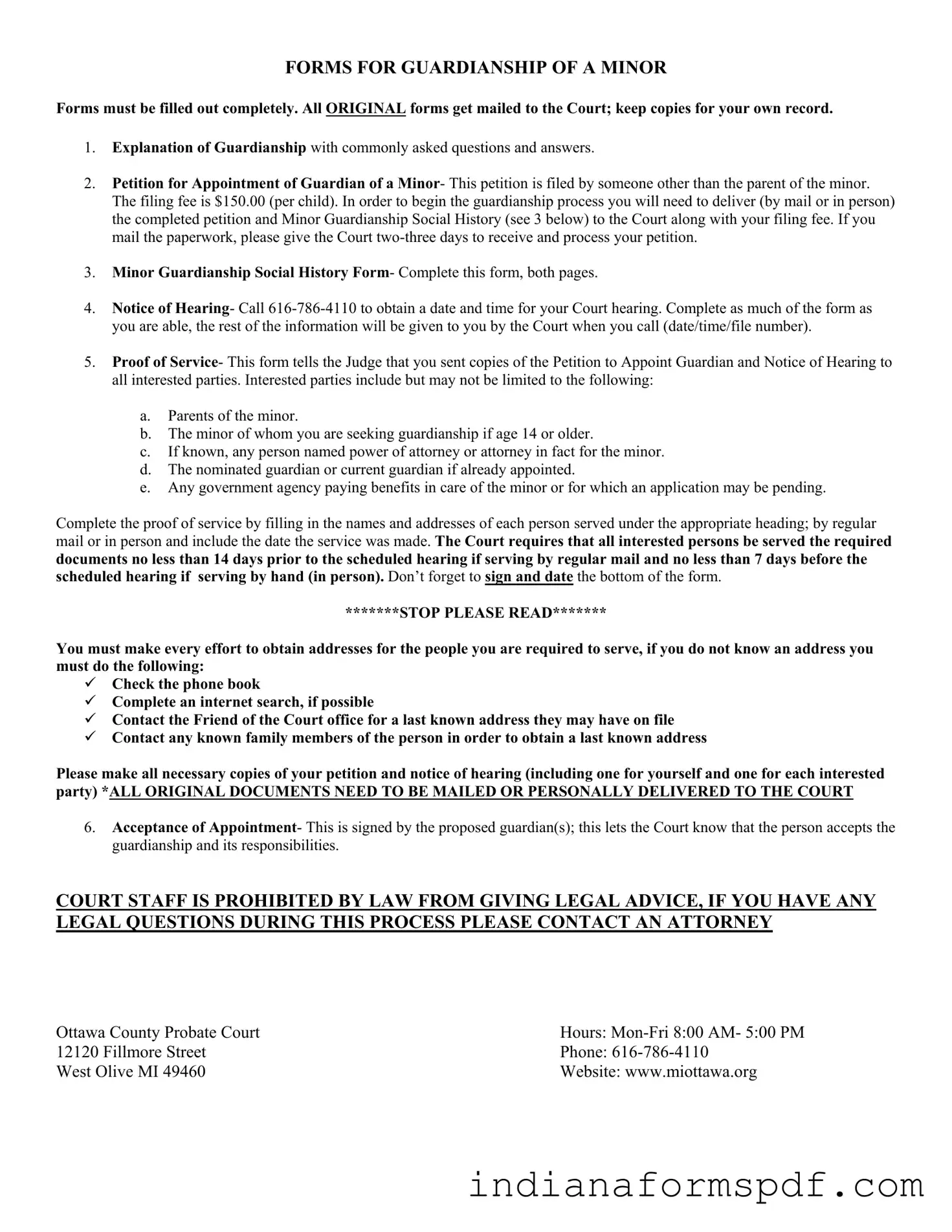 Guardianship Indiana PDF Form