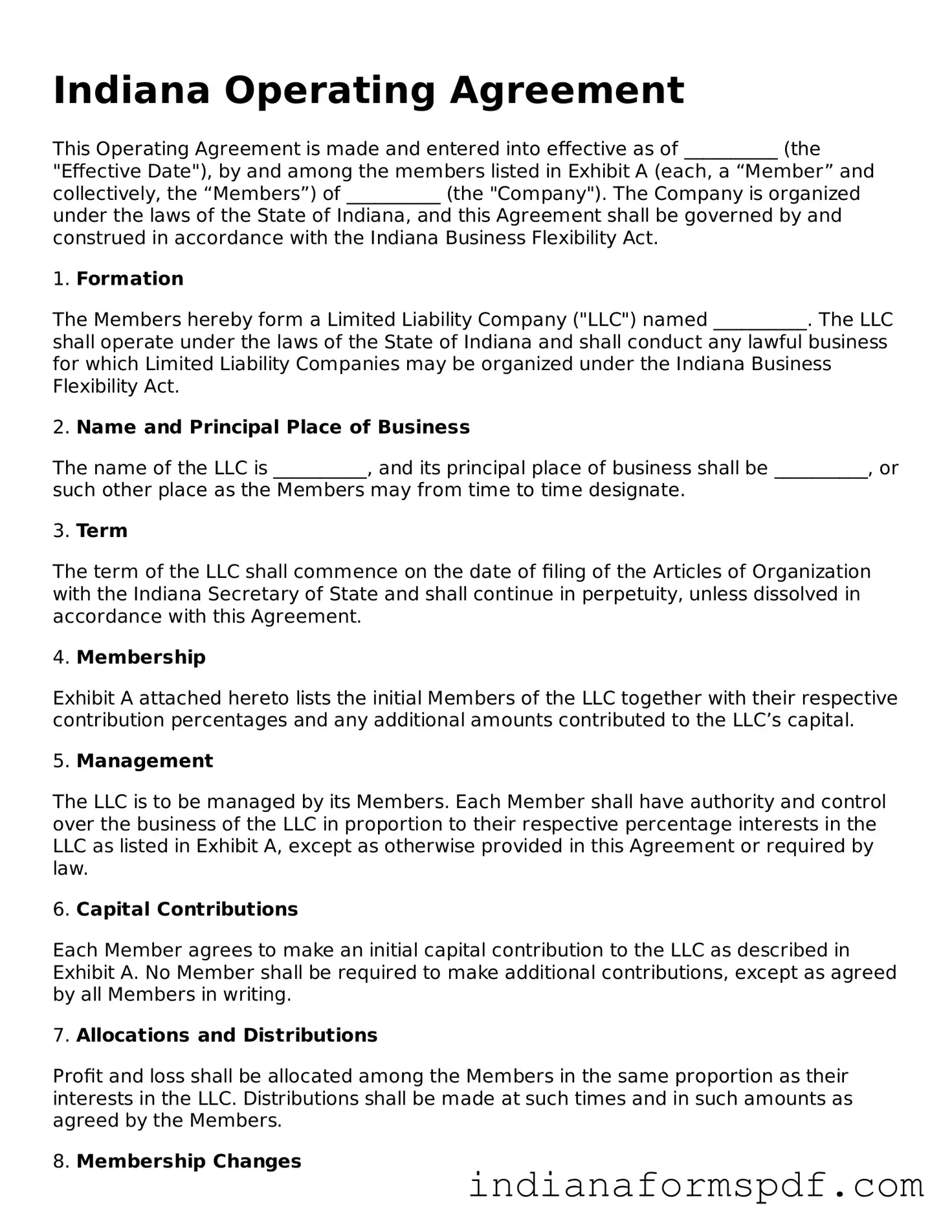 Official Indiana Operating Agreement Template