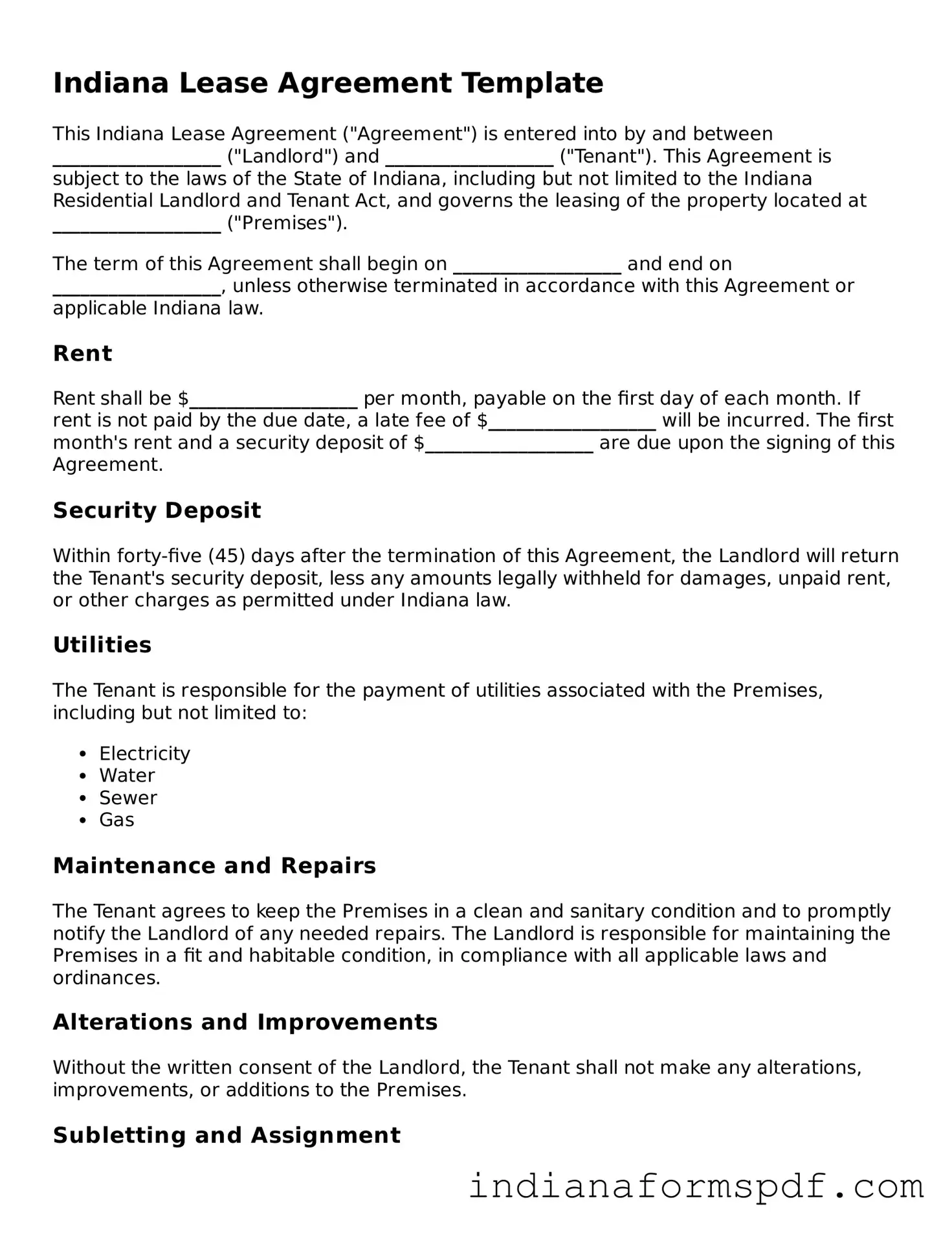 Official Indiana Lease Agreement Template