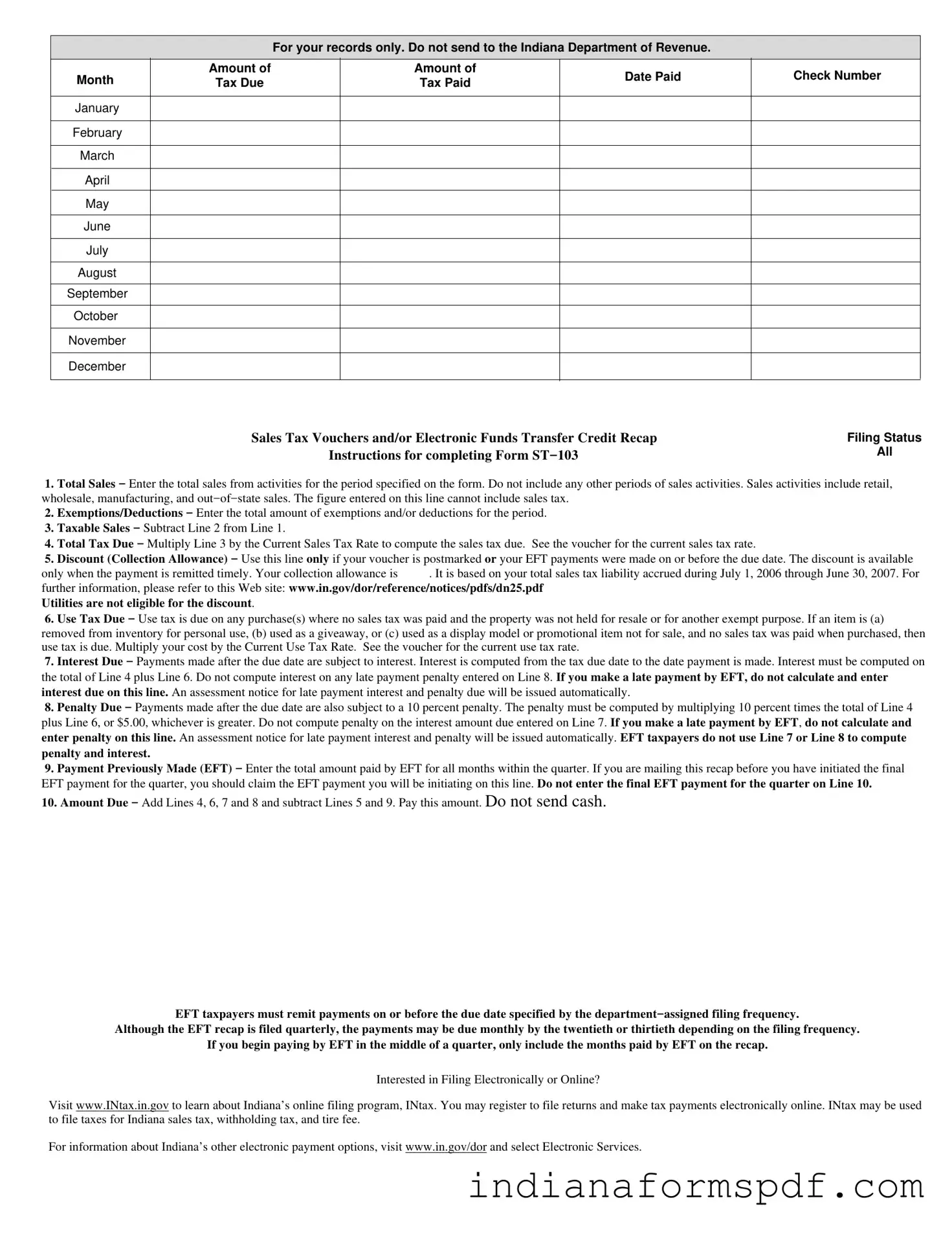 Indiana St 103 PDF Form