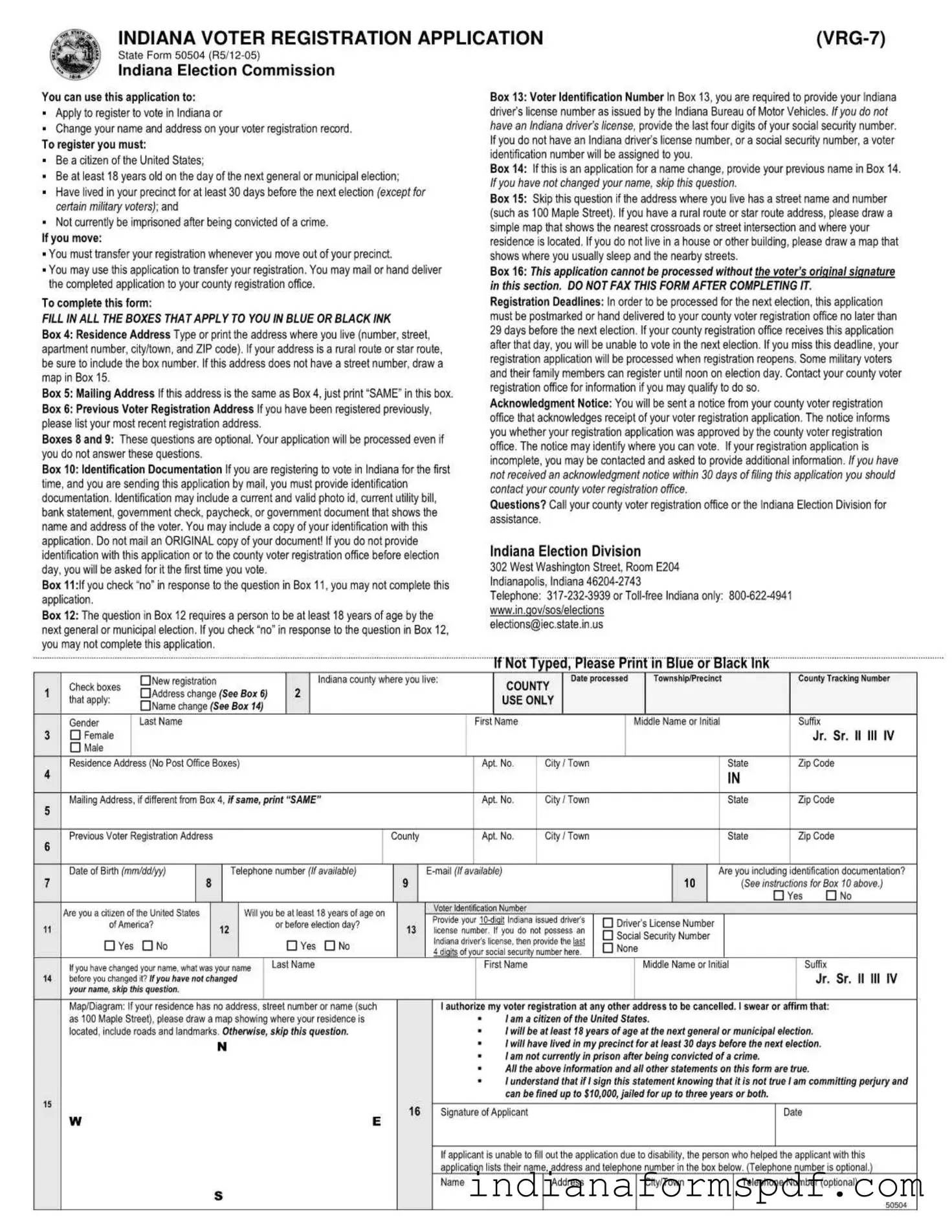 Indiana State 50504 PDF Form