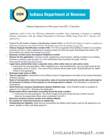 Bt 1 Indiana PDF Form