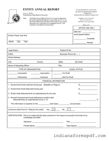 Entity Annual Report Indiana PDF Form