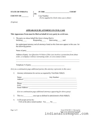 Indiana Appearance PDF Form