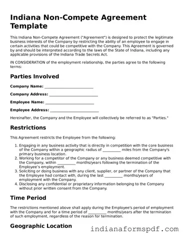 Official Indiana Non-compete Agreement Template