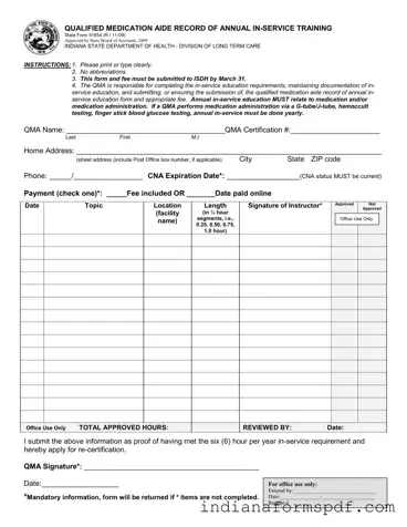 Indiana Department Annual Inservice PDF Form