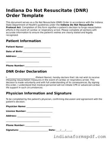 Official Indiana Do Not Resuscitate Order Template
