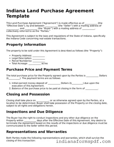 Official Indiana Land Purchase Agreement Template