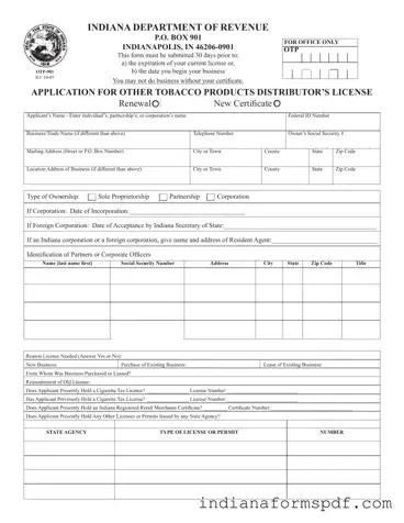 Indiana Otp 901 PDF Form