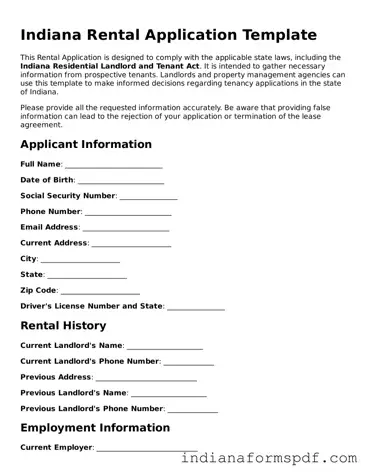 Official Indiana Rental Application Template