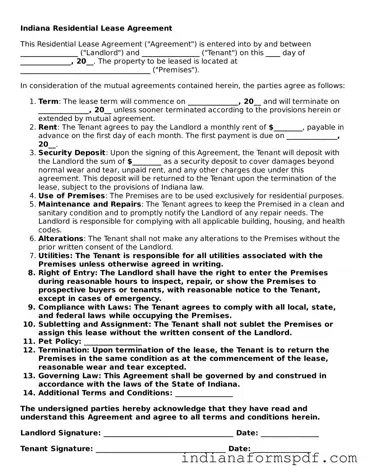 Official Indiana Residential Lease Agreement Template