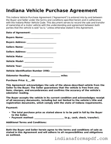 Official Indiana Vehicle Purchase Agreement Template